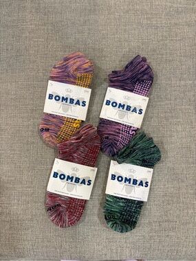 Bombas ankle Gripper Socks — Purple, Pink, Red, Green (4 Pack)